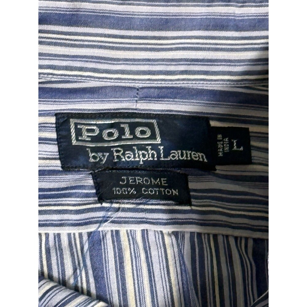 Polo Ralph Lauren Jerome Button Up Shirt Mens L Long Sleeve Blue White Stripe - Picture 3 of 7